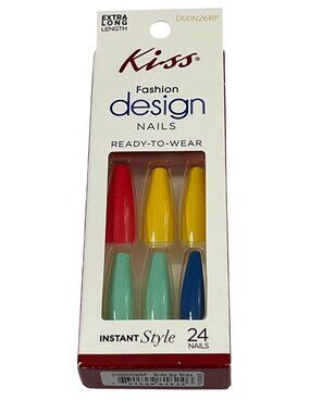 KISS Extra Long Colorful Press On Nails 24ct Ready To Wear